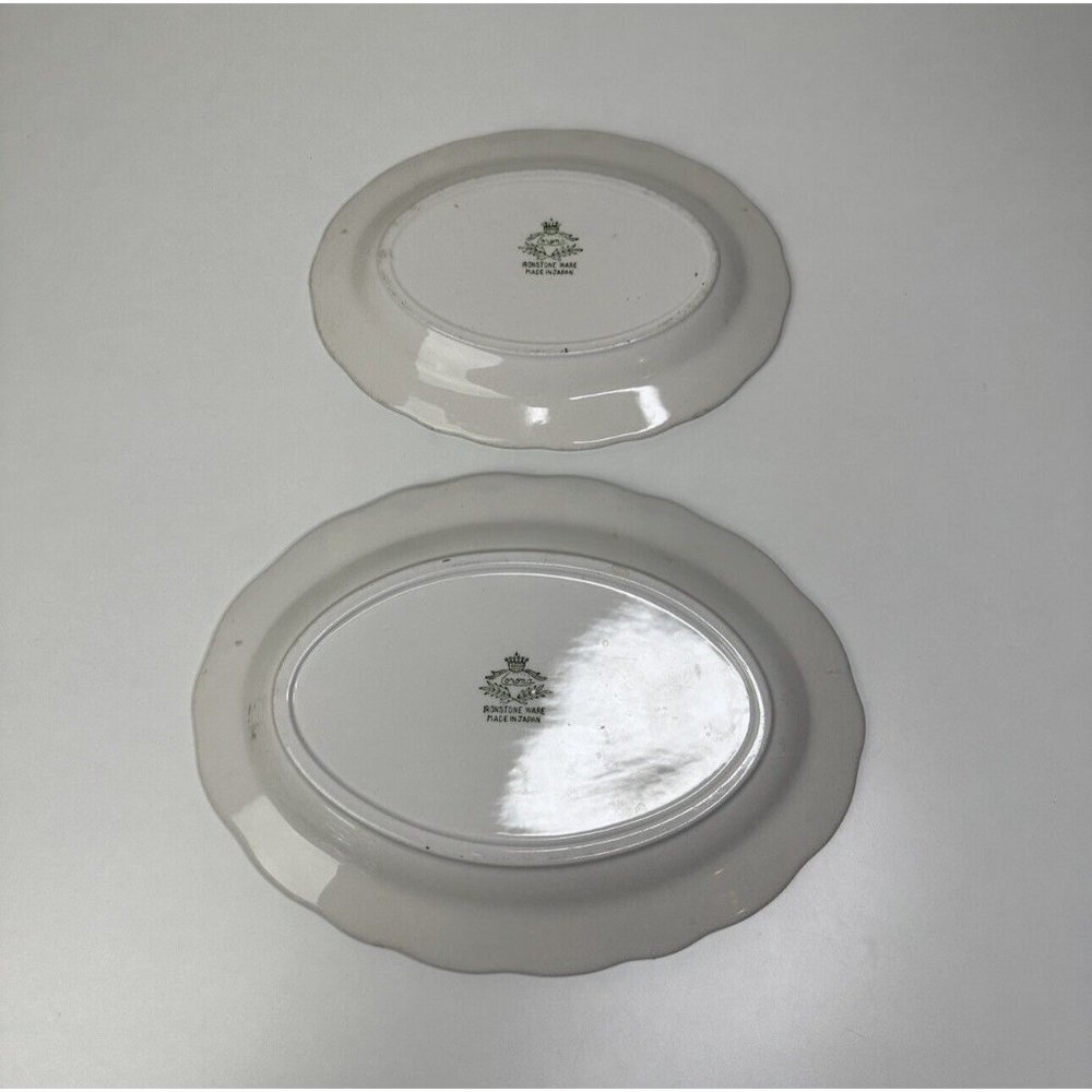 Pair of Vintage Corona Ironstone Ware Small and Medium Platter Grape Cluster - Picture 4 of 13